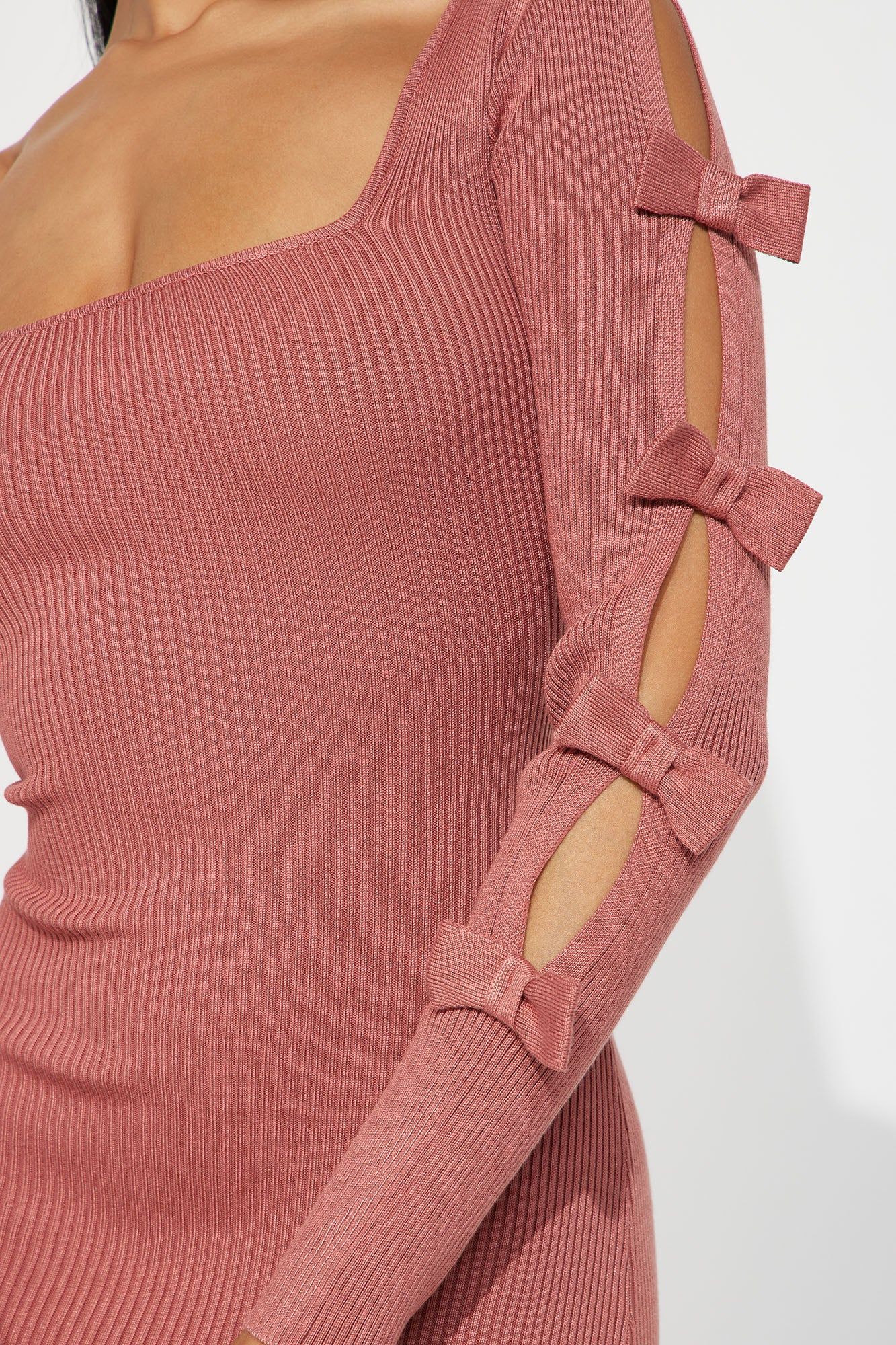 Cute As A Bow Ribbed Midi Dress - Mauve sold by Fashion Nova product image thumbnail 3