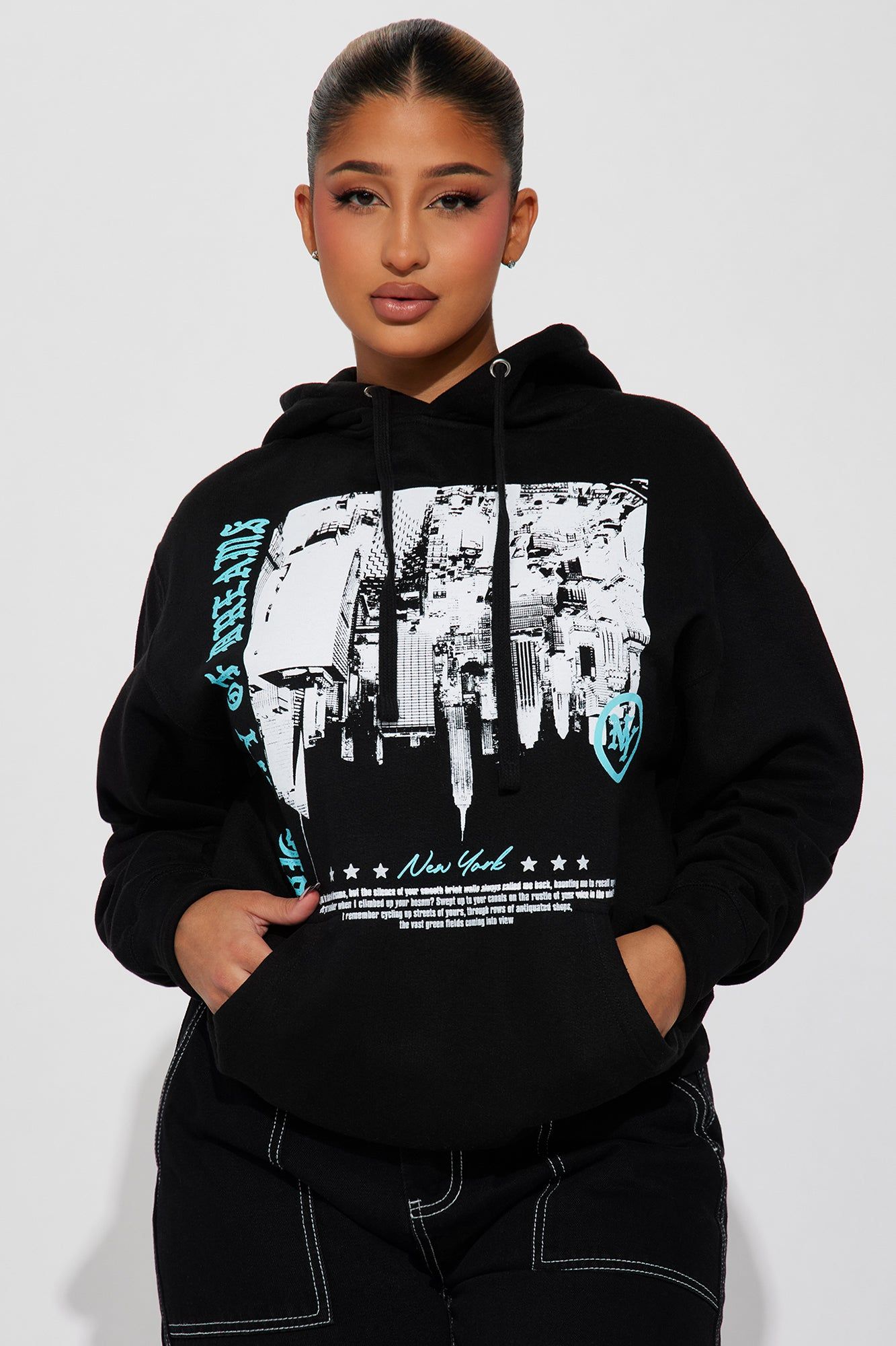 New York Blessed Love Hoodie - Black sold by Fashion Nova