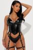 Secretly Naughty Vinyl Strappy 2 Piece Set - Black sold by Fashion Nova
