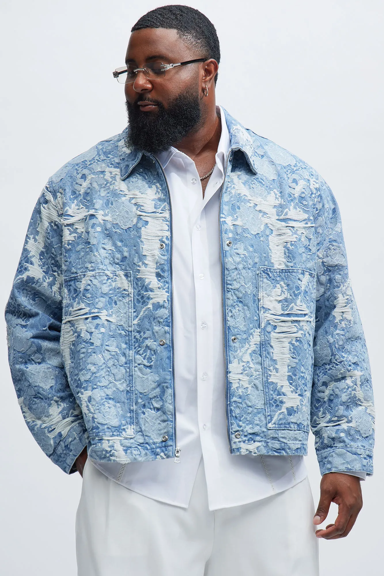 Inspired Denim Rivet Work Jacket - Light Wash - Light Wash sold by Fashion Nova