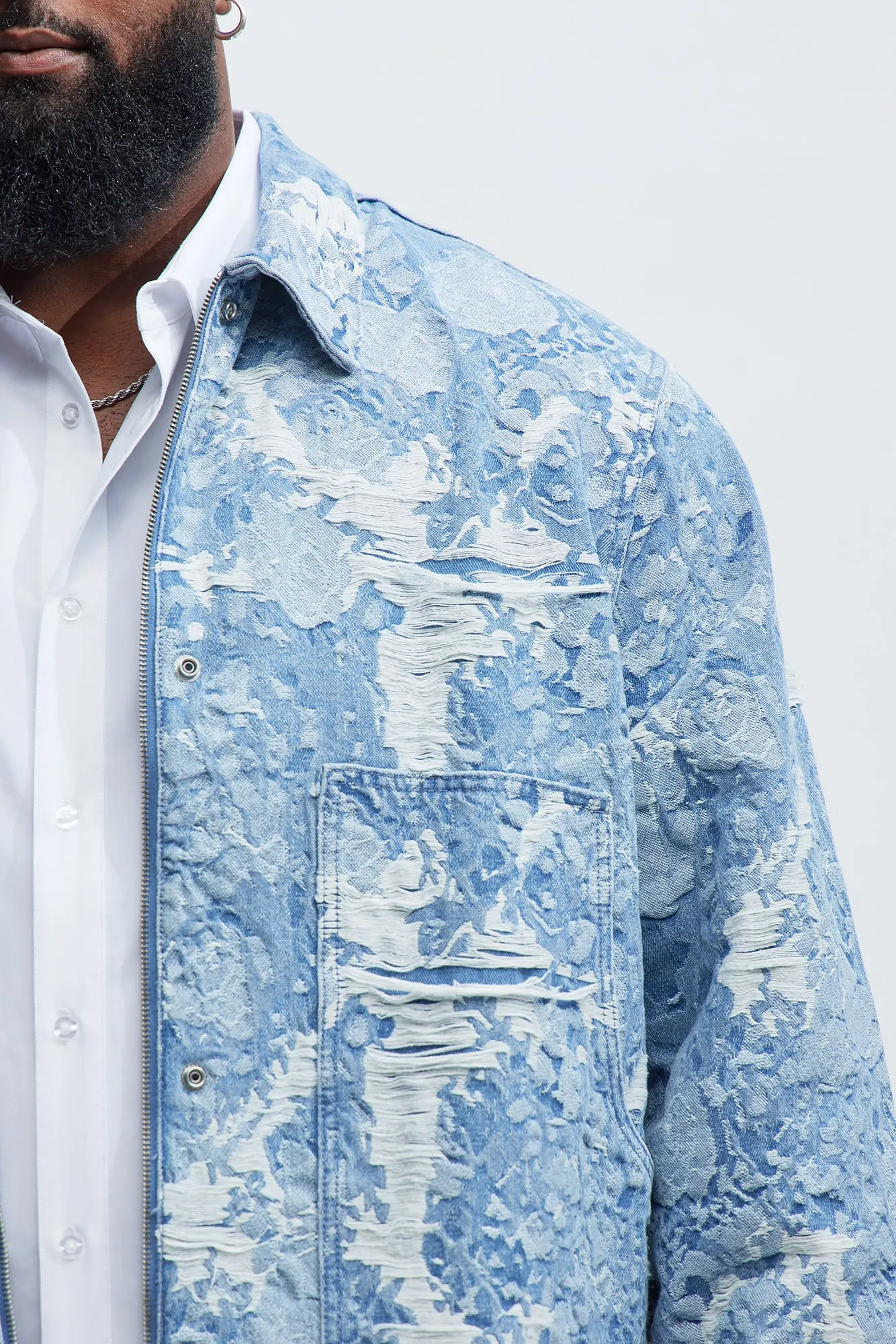 Inspired Denim Rivet Work Jacket - Light Wash - Light Wash sold by Fashion Nova product image thumbnail 3