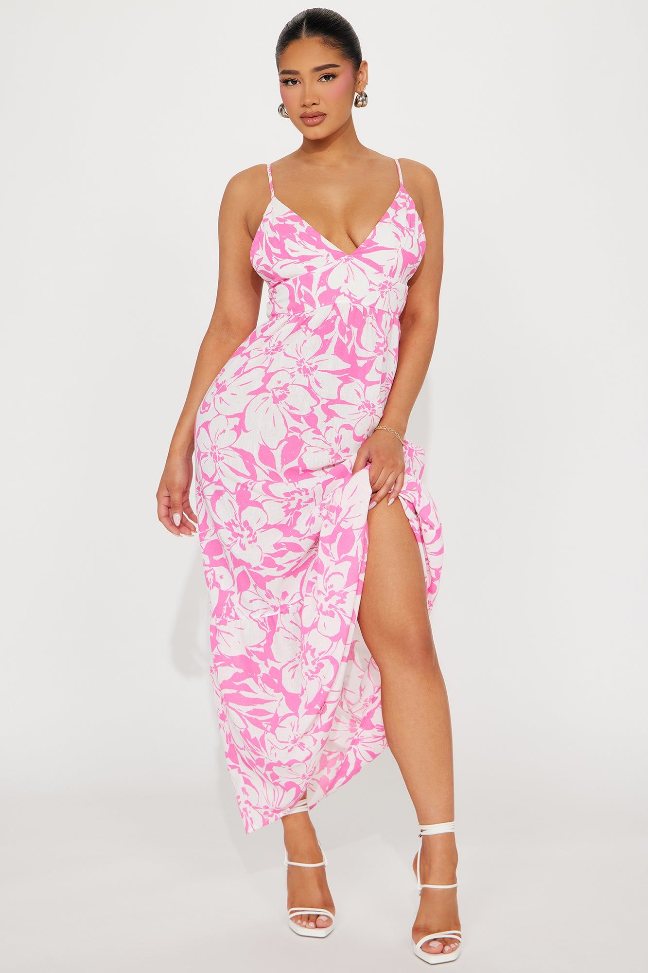Paradise Linen Maxi Dress - Hot Pink sold by Fashion Nova