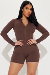 Santana Seamless Romper - Brown sold by Fashion Nova
