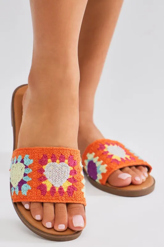 Cool Breeze Flat Sandals - Orange sold by Fashion Nova