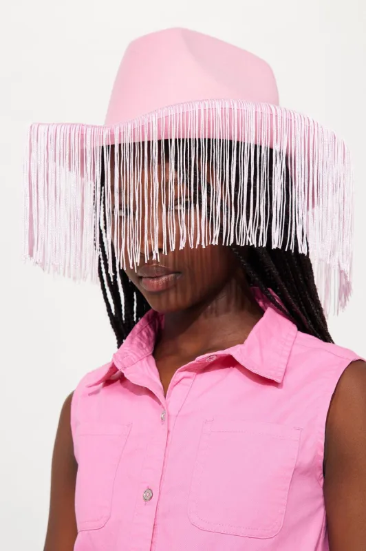 Mini Fringe Babe Cowboy Hat - Pink sold by Fashion Nova