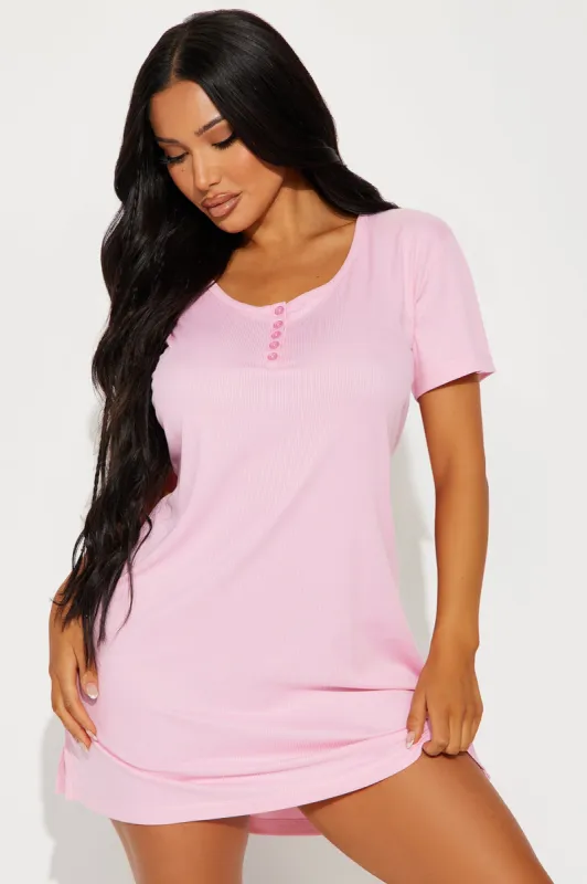 Days In Bed Ribbed PJ Sleep Shirt - Pink sold by Fashion Nova