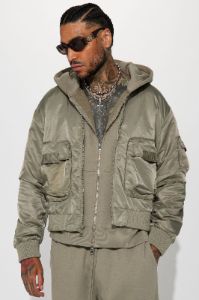 Day By Day Utility Bomber Jacket - Olive sold by Fashion Nova