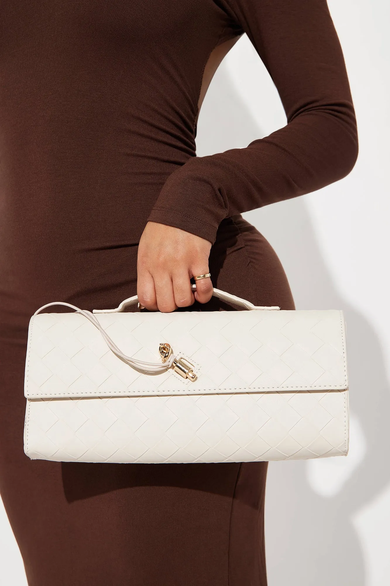 Veronica Woven Handbag - Ivory sold by Fashion Nova