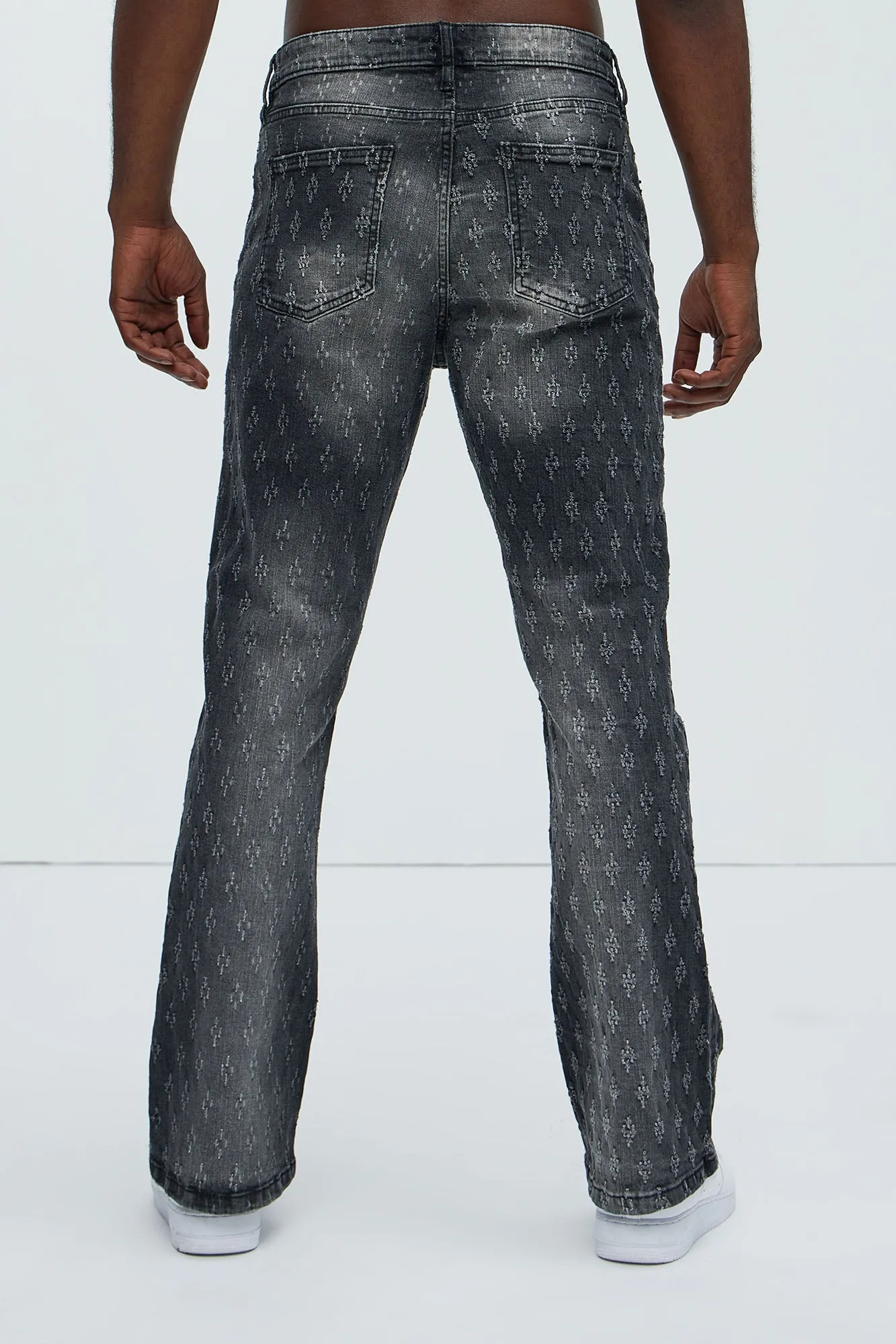 Drilled Slim Stacked Flare Jeans - Black Wash sold by Fashion Nova product image thumbnail 5