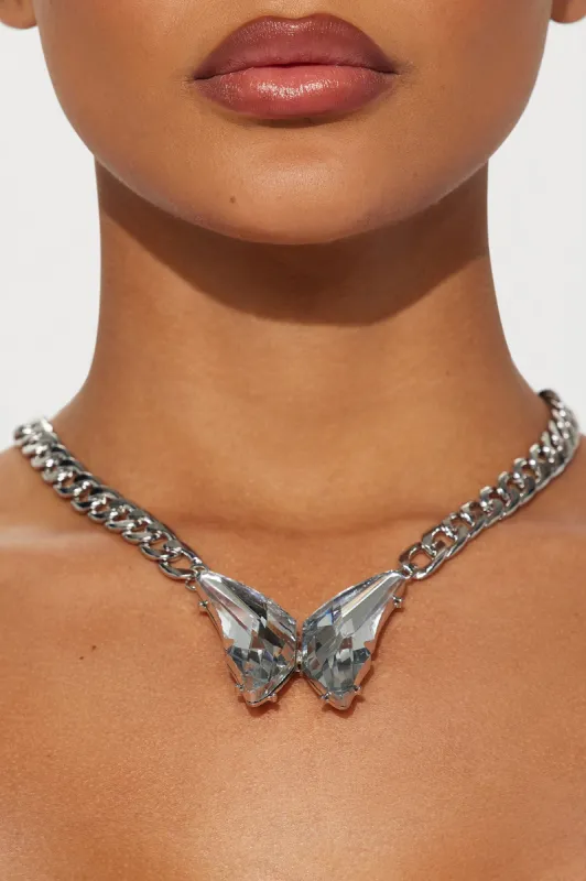 The Places You'll Go Butterfly Necklace - Silver sold by Fashion Nova