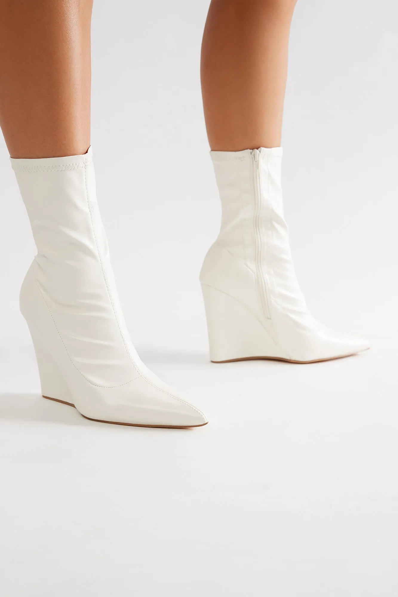 Looks Are Serving Wedge Booties - Cream sold by Fashion Nova product image thumbnail 4