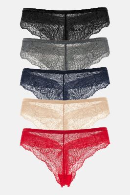 Always Ready Lace 5 Pack Panties - Red/combo sold by Fashion Nova