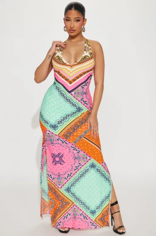 Statement Piece Maxi Dress - Pink/combo sold by Fashion Nova