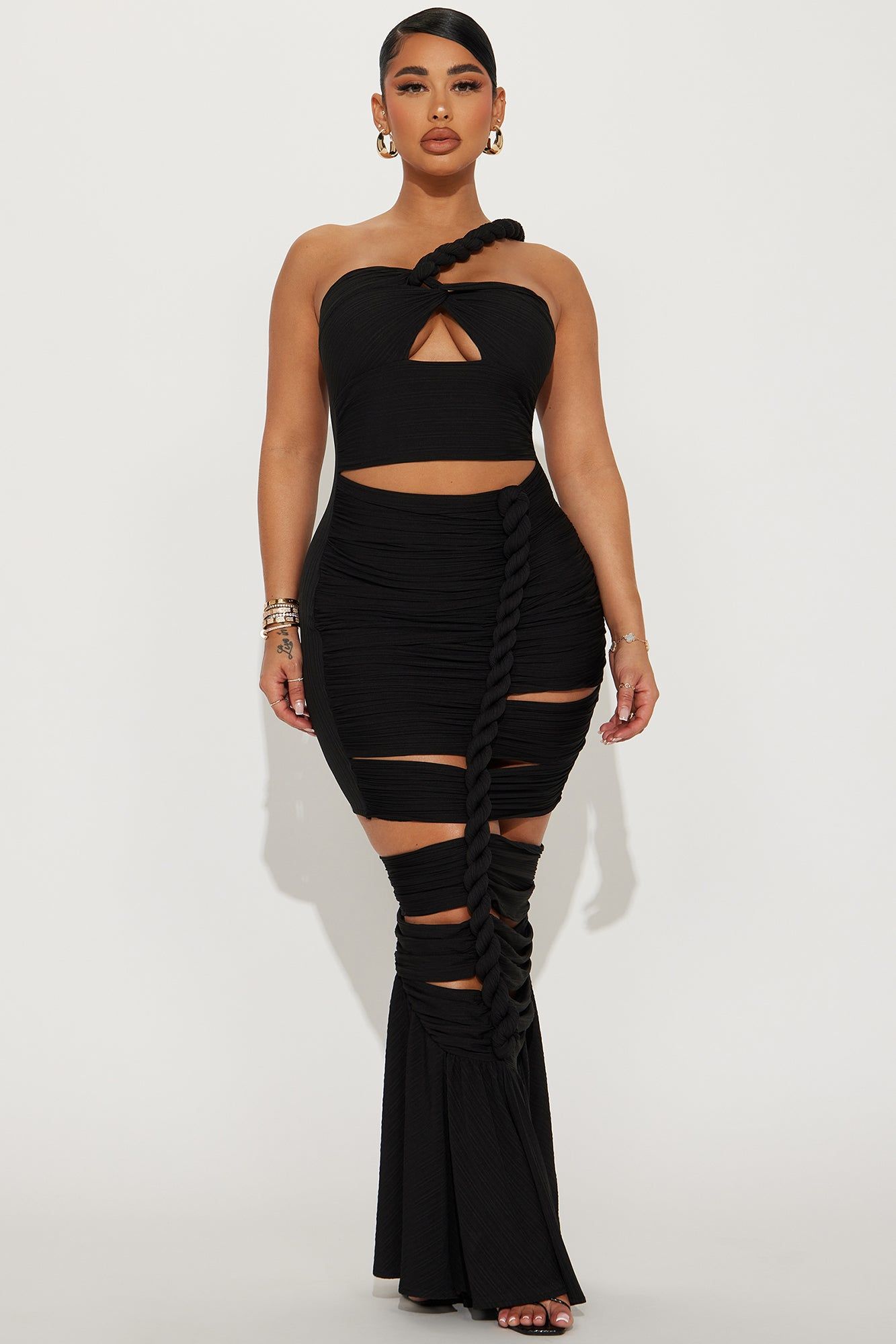 Twist It Up Maxi Dress - Black sold by Fashion Nova