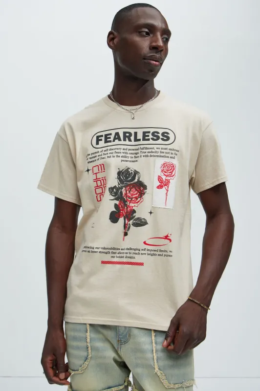 Fearless In The Chaos Short Sleeve Tee - Sand sold by Fashion Nova