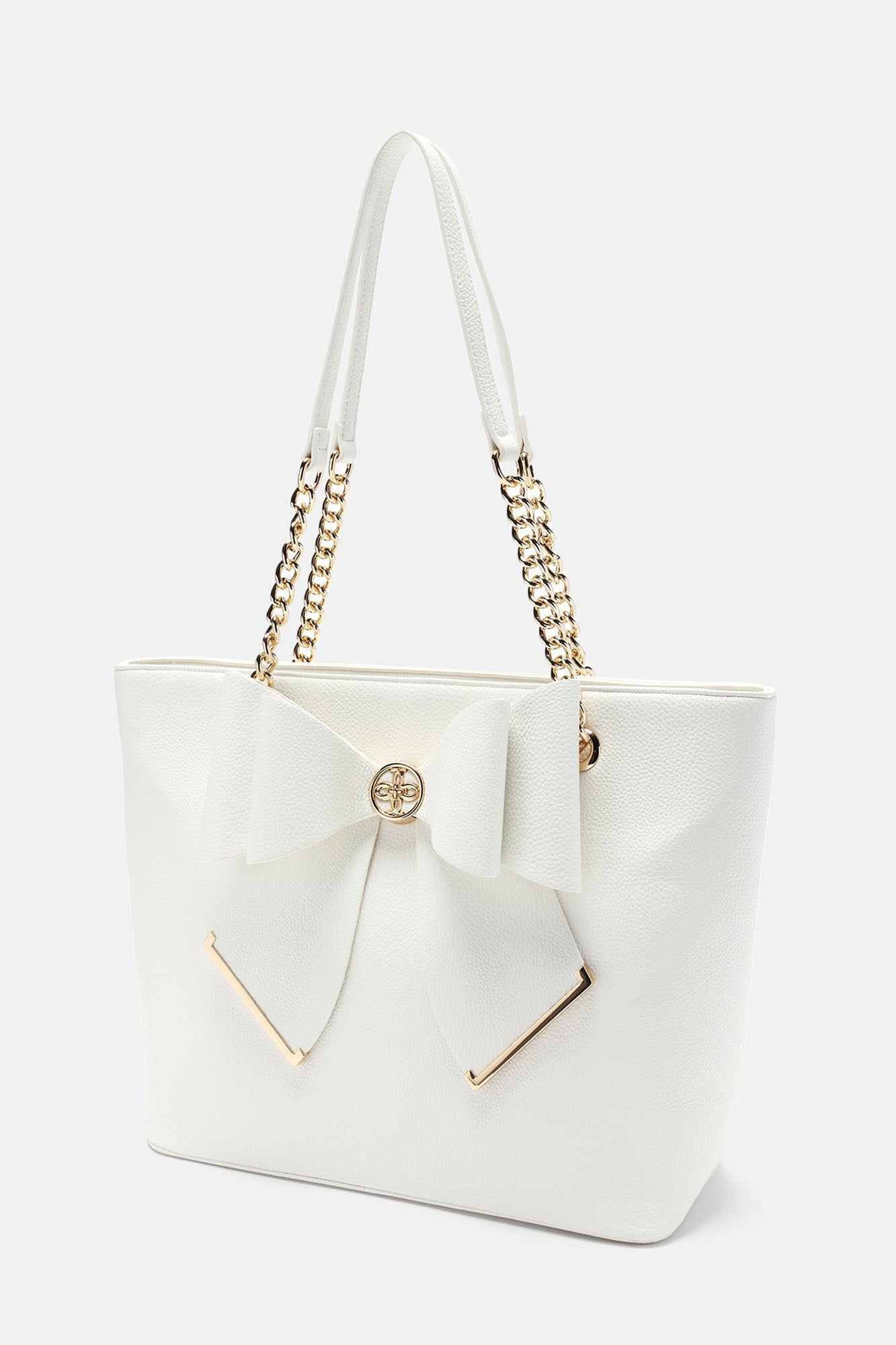 Claire Bow Tote Bag - White sold by Fashion Nova product image thumbnail 4