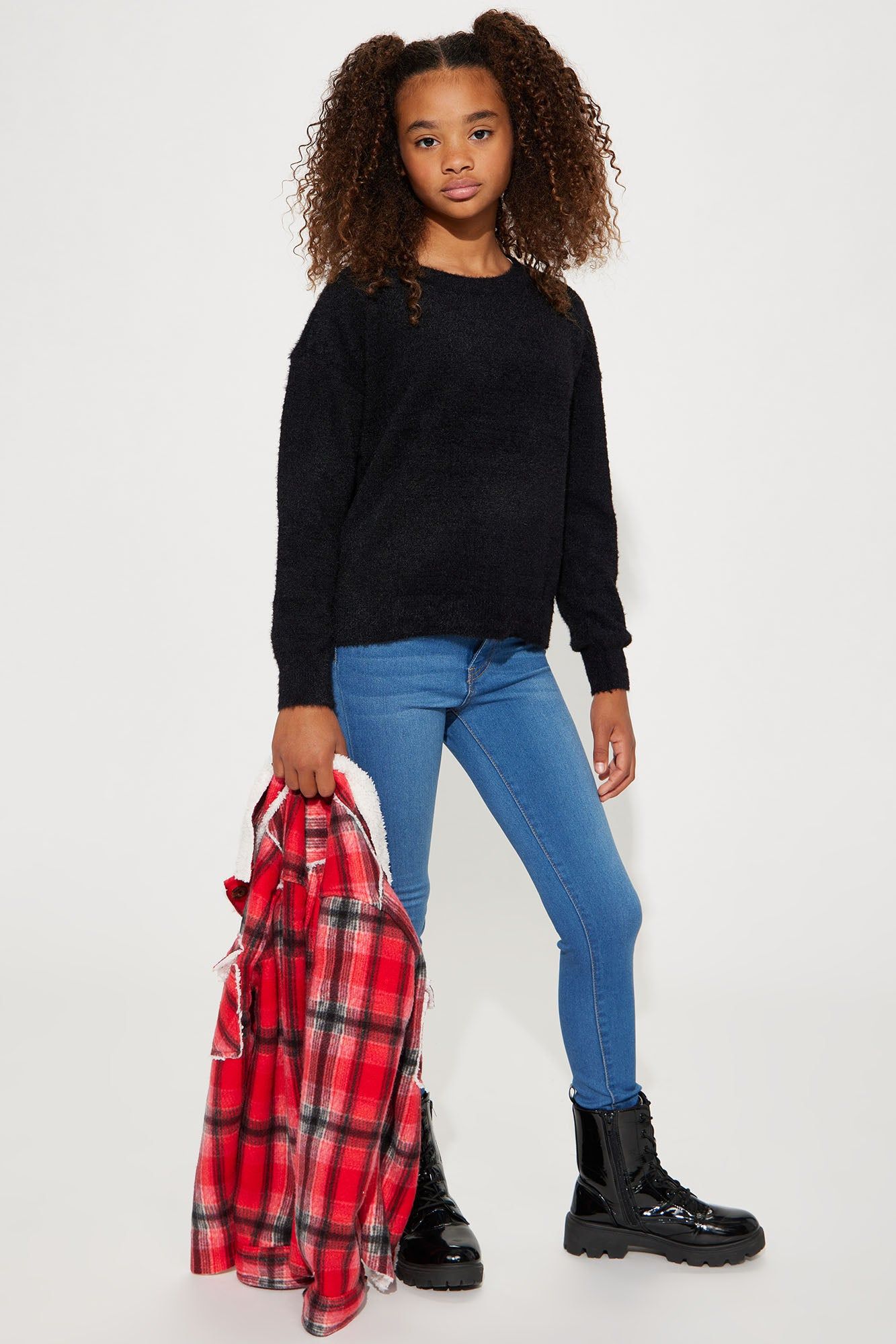 Mini Long Sleeve Crew Neck Pullover Sweater - Black sold by Fashion Nova product image thumbnail 2