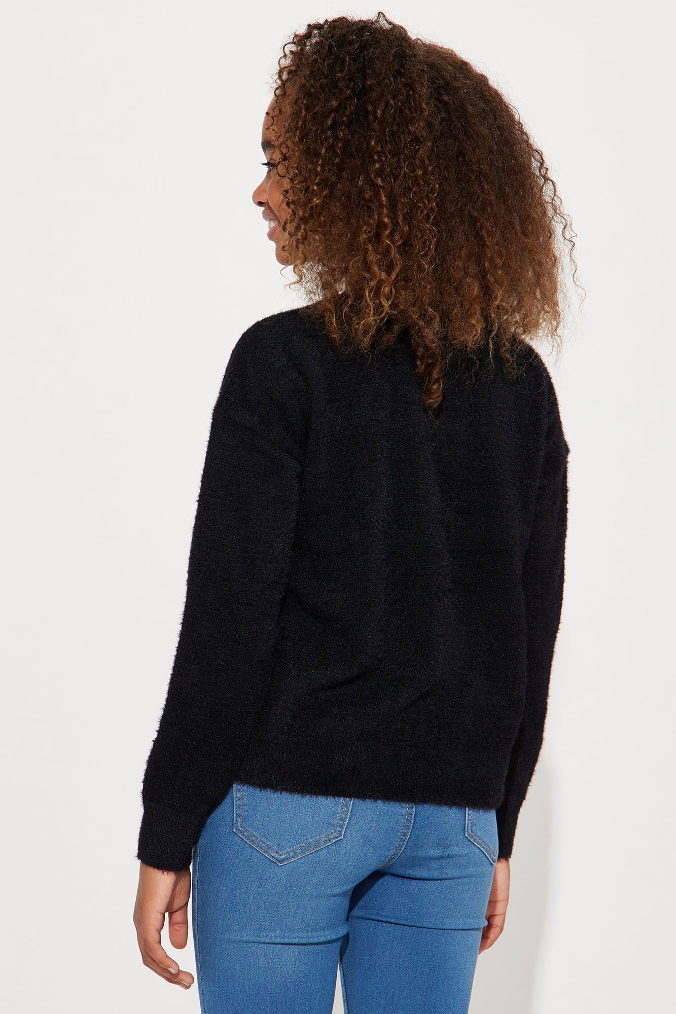 Mini Long Sleeve Crew Neck Pullover Sweater - Black sold by Fashion Nova product image thumbnail 3