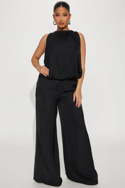My Oasis Satin Pant Set - Black sold by Fashion Nova