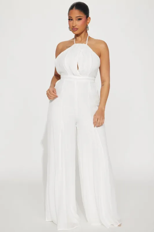 Thomas Linen Jumpsuit  - White sold by Fashion Nova