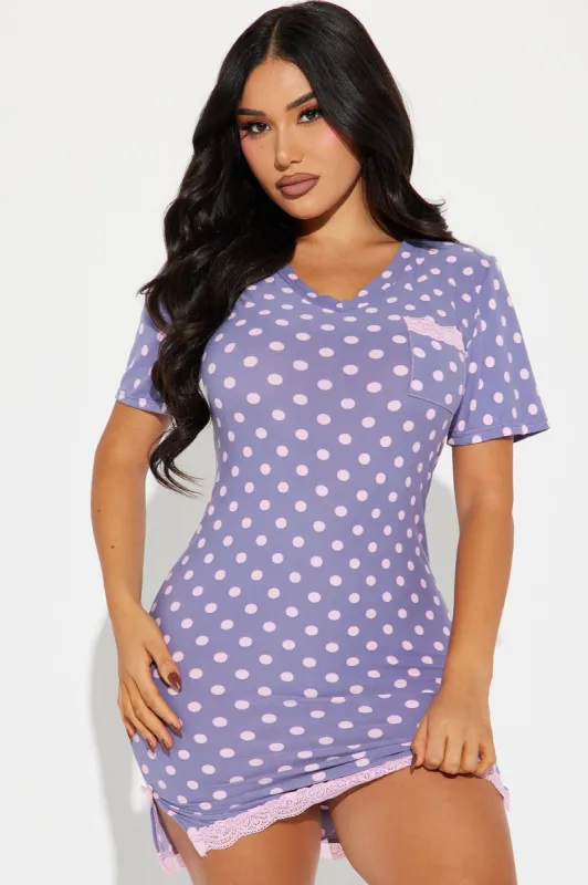 Sleepover With The Girls PJ Sleep Shirt - Purple sold by Fashion Nova