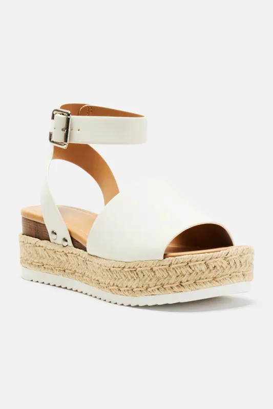 Kayley Flatform Sandals - Off White sold by Fashion Nova