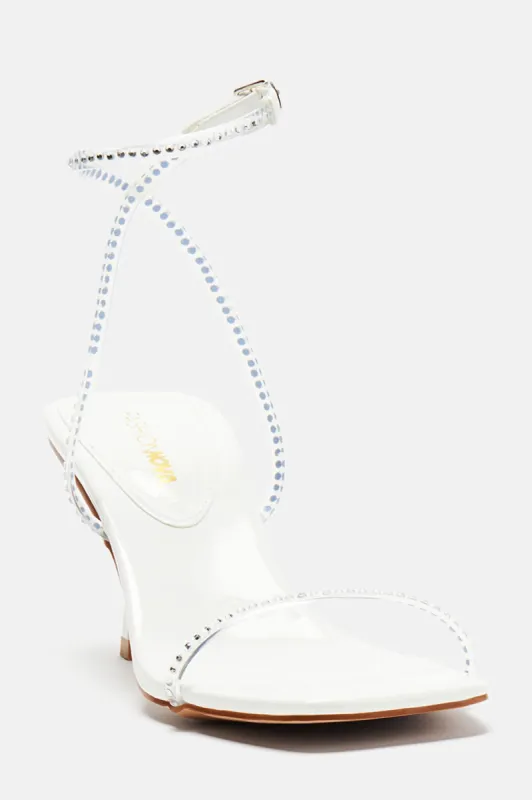 Don't Be One Sided Heeled Sandals - White sold by Fashion Nova