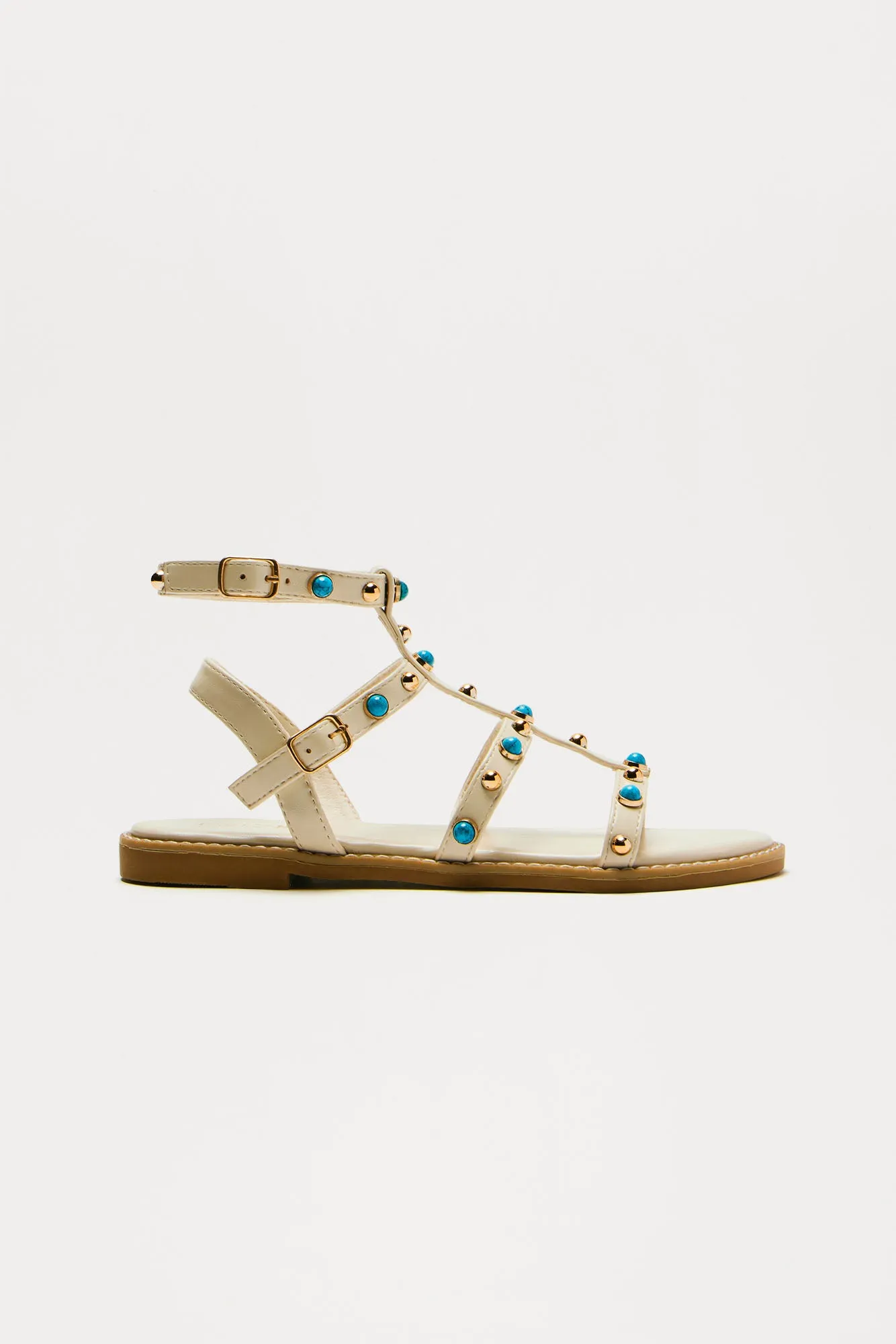 Down Time Studded Sandals - Cream sold by Fashion Nova