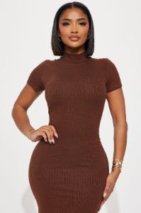 Karissa Ribbed Maxi Dress - Brown sold by Fashion Nova