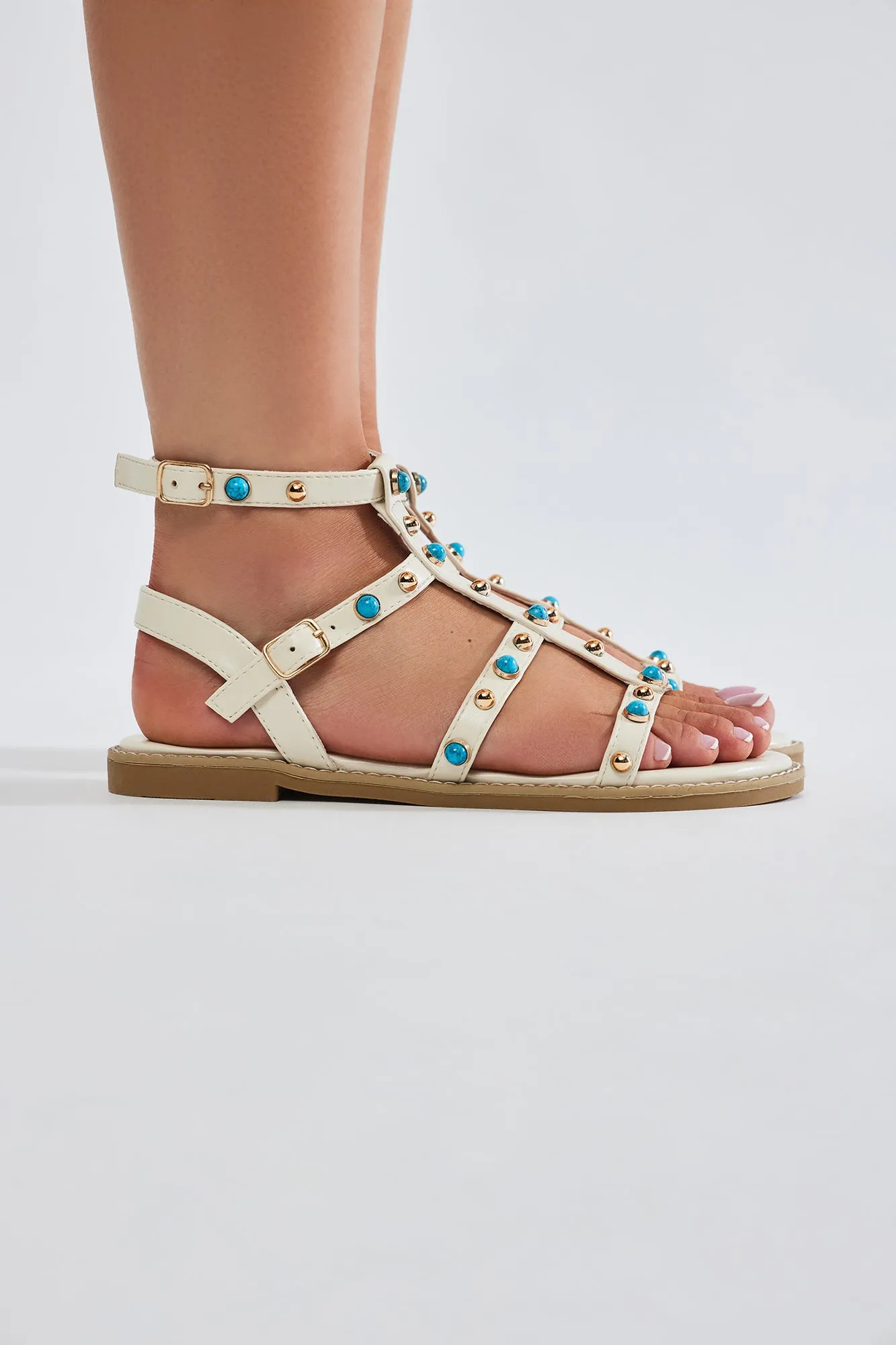 Down Time Studded Sandals - Cream sold by Fashion Nova product image thumbnail 4