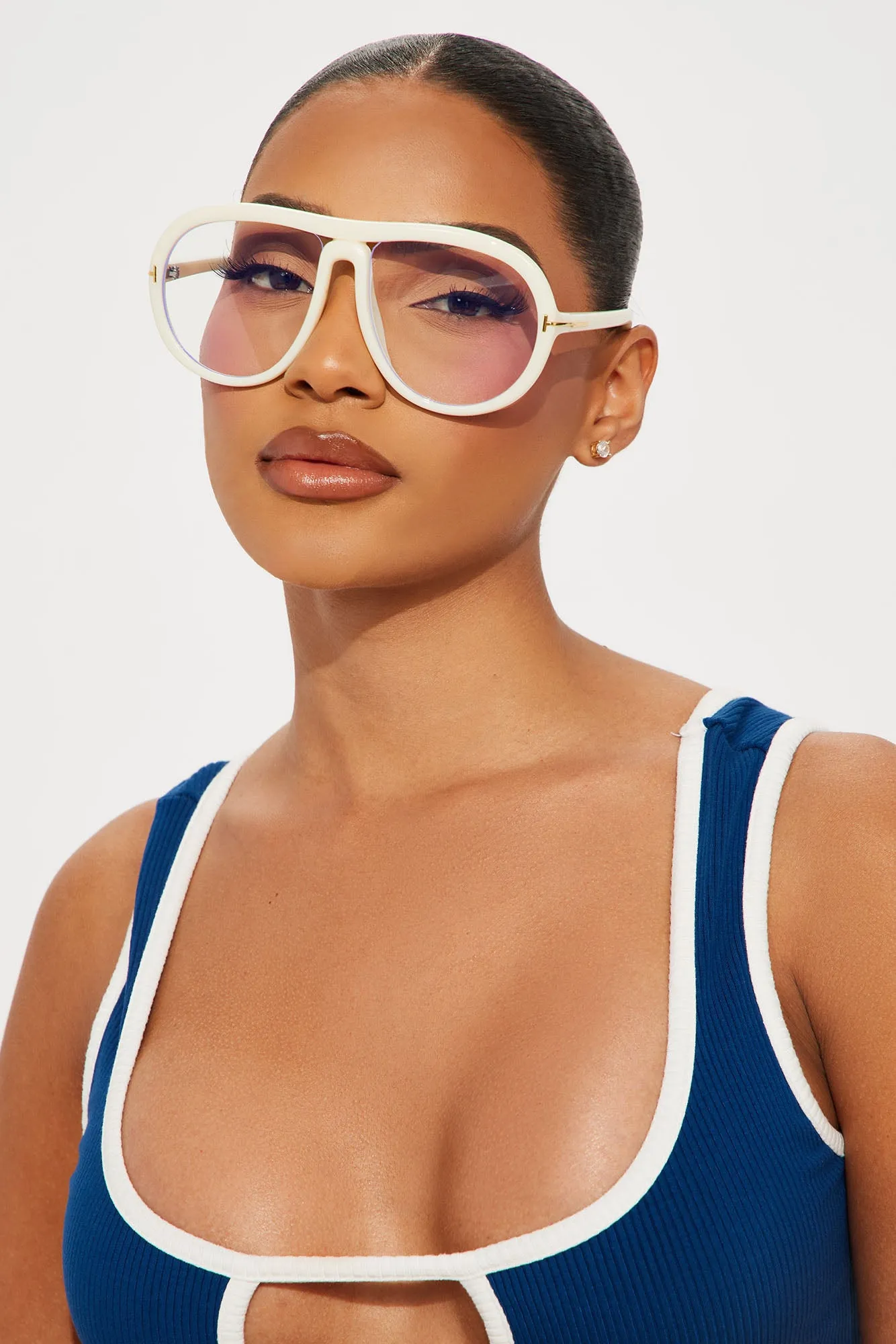 Retro Look Glasses - Ivory sold by Fashion Nova