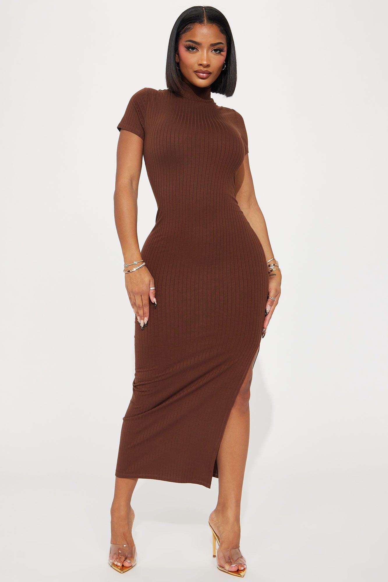 Karissa Ribbed Maxi Dress - Brown sold by Fashion Nova