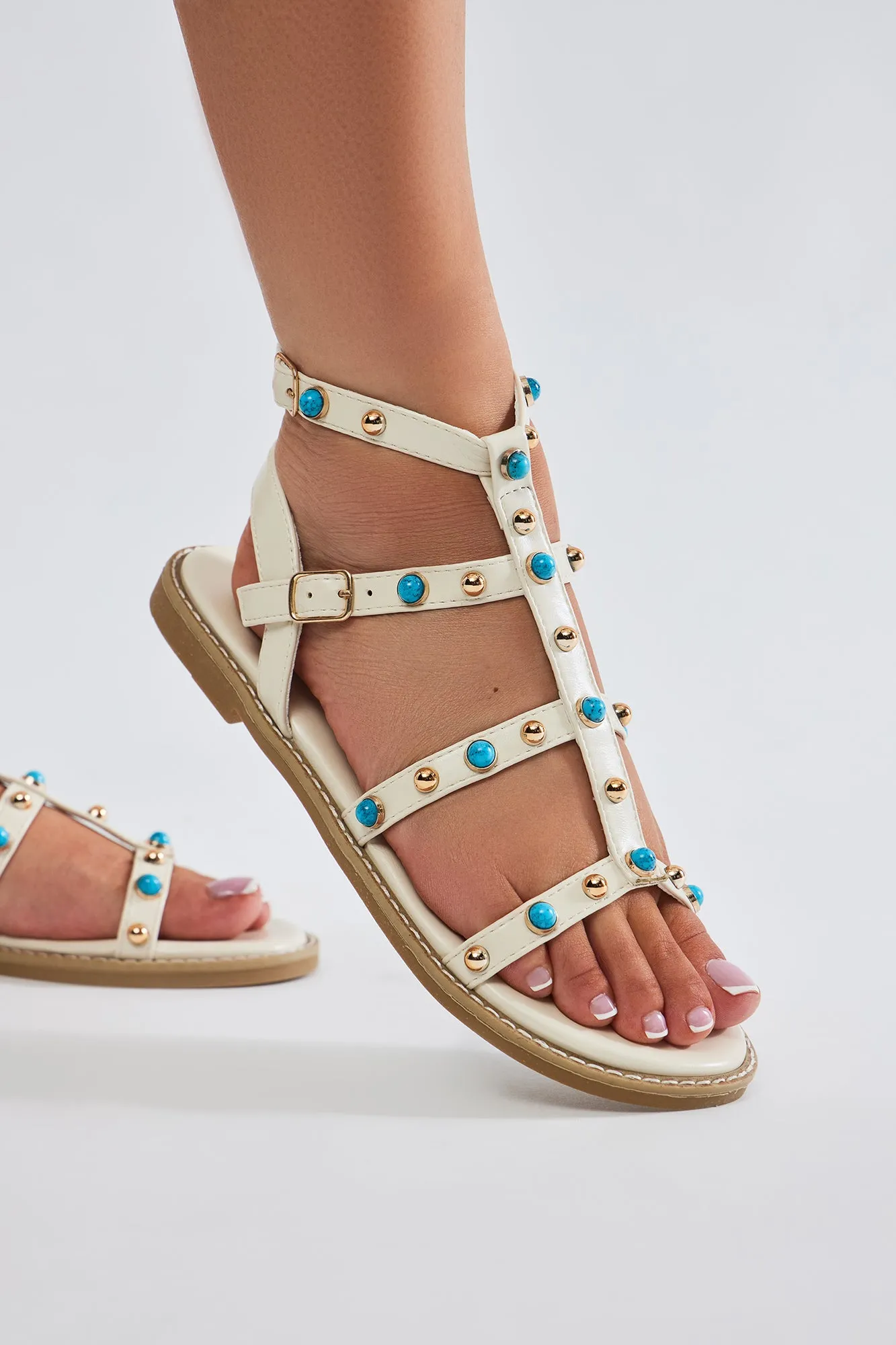 Down Time Studded Sandals - Cream sold by Fashion Nova product image thumbnail 2