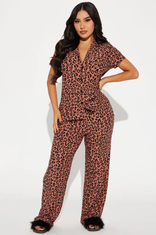 Wild For The Night PJ Pant Set - Brown sold by Fashion Nova