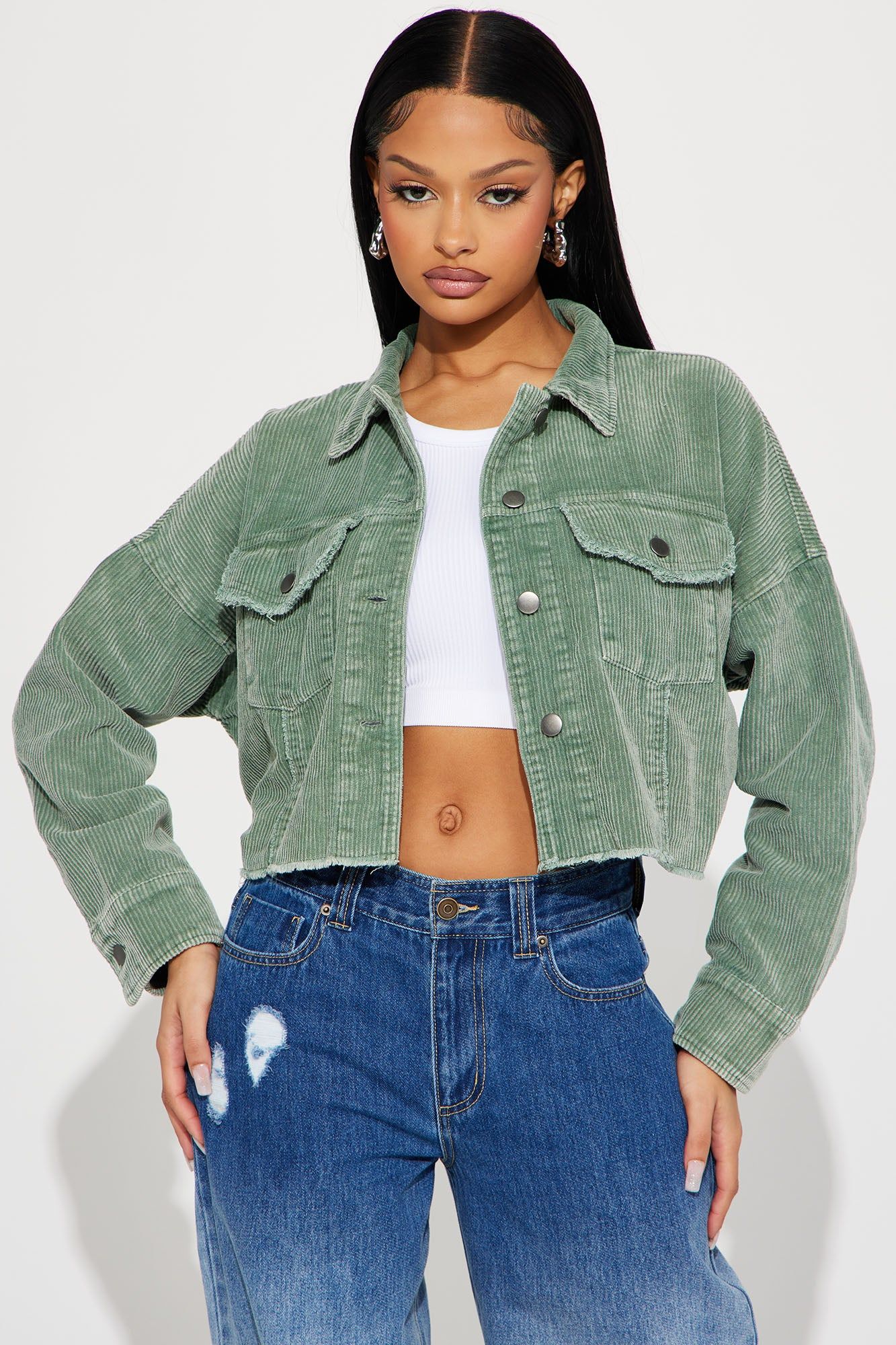 No Time Off Washed Jacket - Olive sold by Fashion Nova