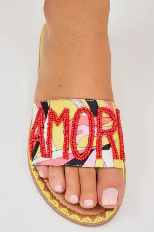 Summer Abroad Sandals - Yellow/combo sold by Fashion Nova