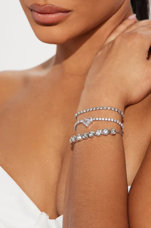 Interested In You 3 Piece Bracelet Set - Silver sold by Fashion Nova