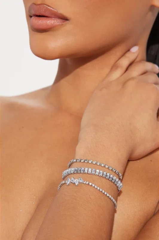 Better Off Butterfly 3 Piece Bracelet Set - Silver sold by Fashion Nova