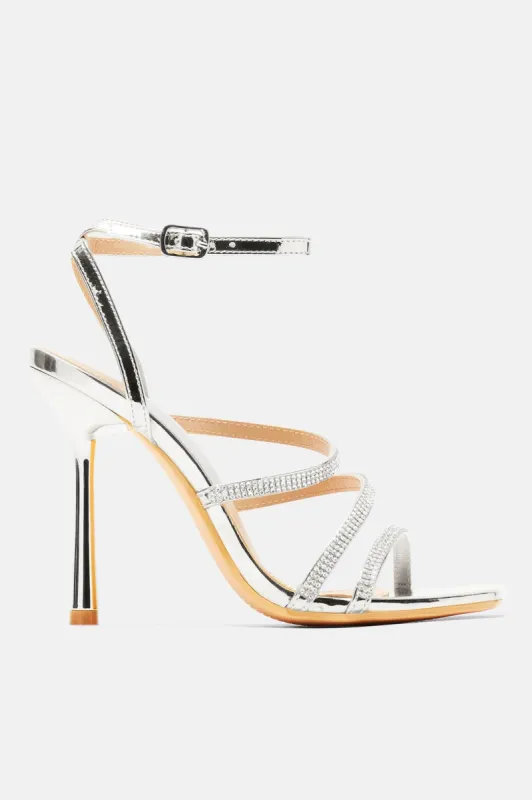 Aloria Embellished Stiletto Heels - Silver sold by Fashion Nova