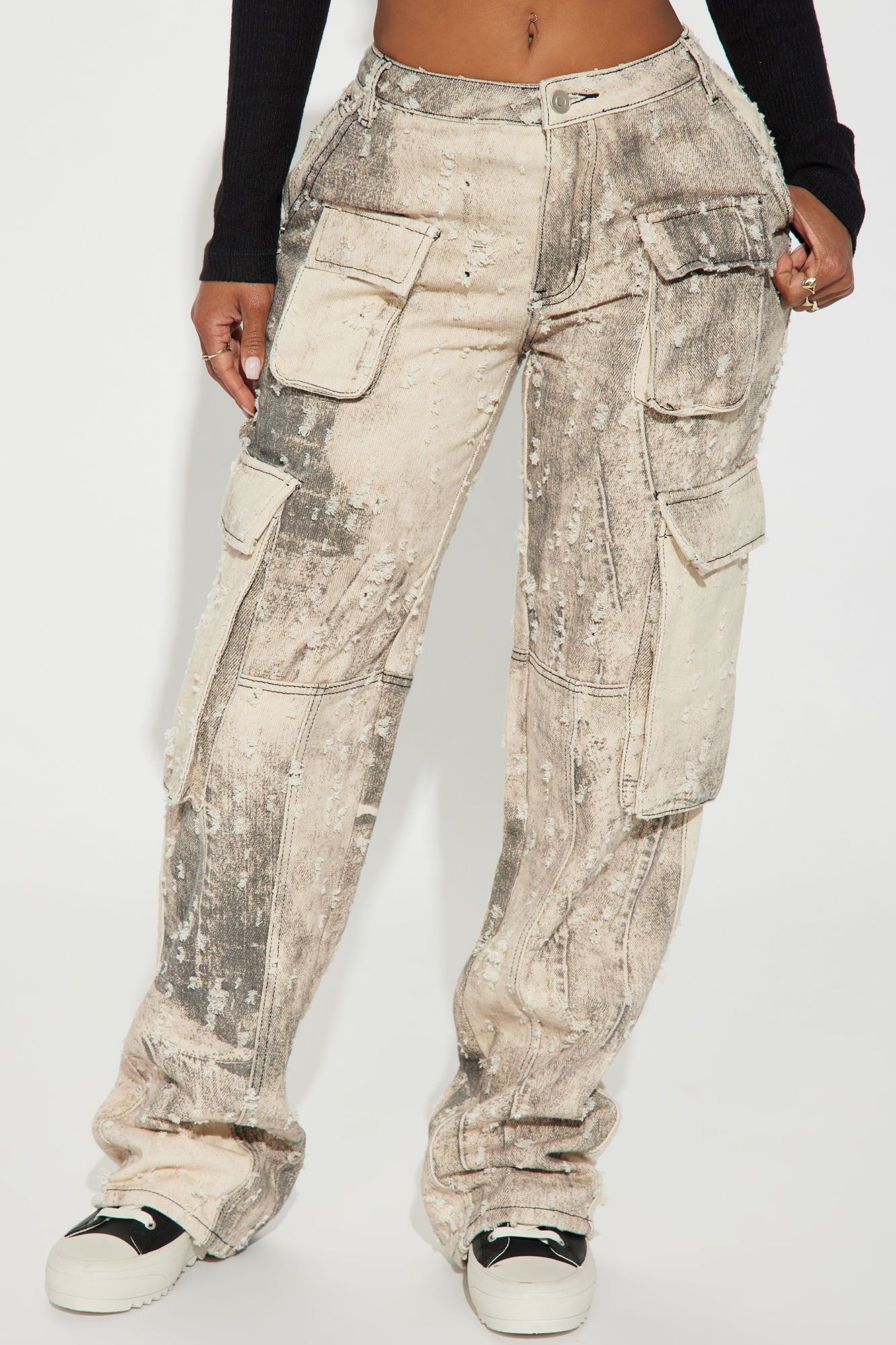 Moving Different Mineral Wash Cargo Pant - Ivory/combo sold by Fashion Nova product image thumbnail 2