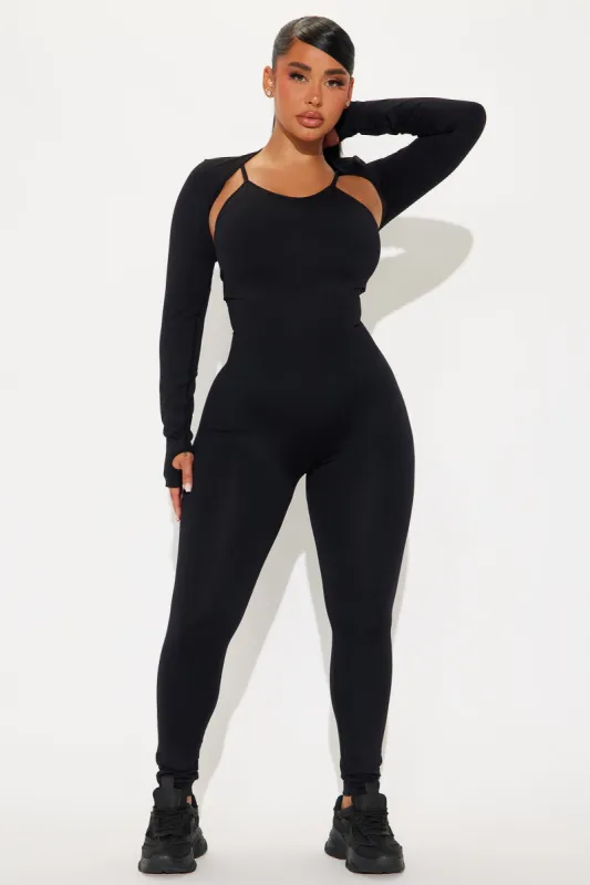 Yoga Flow 2 Piece Active Jumpsuit - Black sold by Fashion Nova