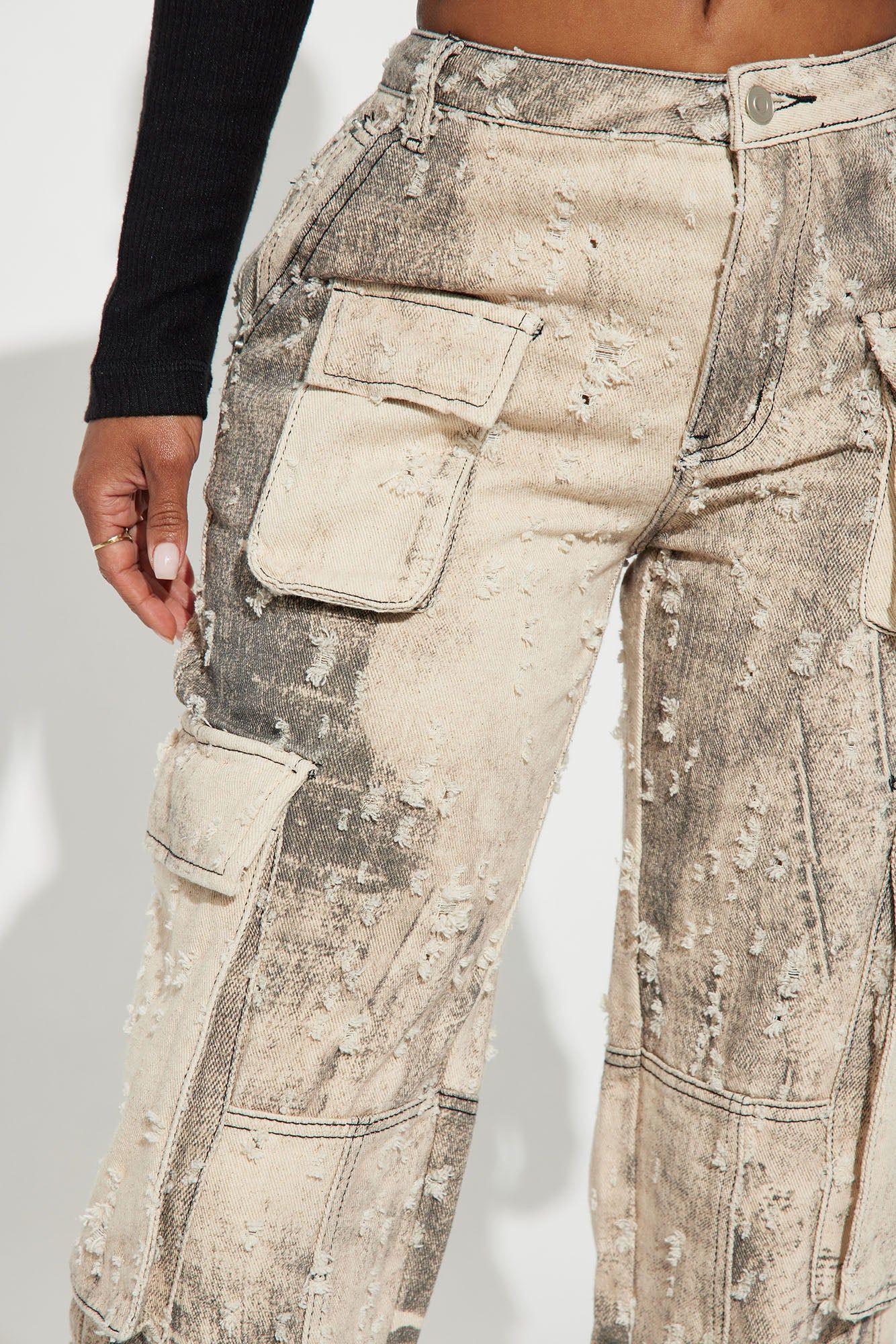 Moving Different Mineral Wash Cargo Pant - Ivory/combo sold by Fashion Nova product image thumbnail 3