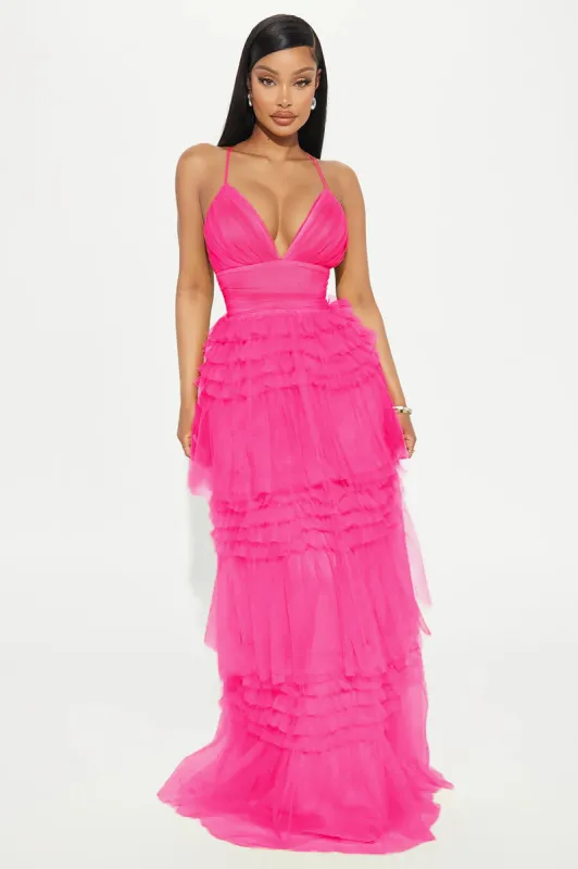 Tia Tulle Gown - Hot Pink sold by Fashion Nova