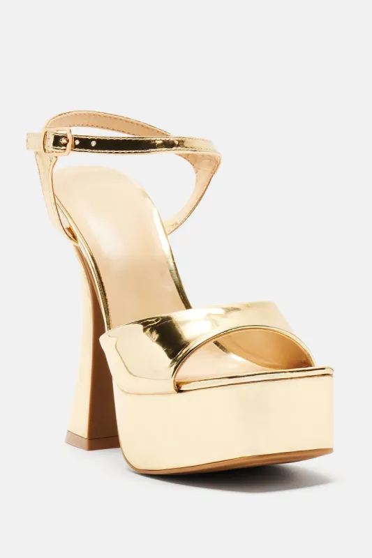A Special Thing Heeled Sandals - Gold sold by Fashion Nova