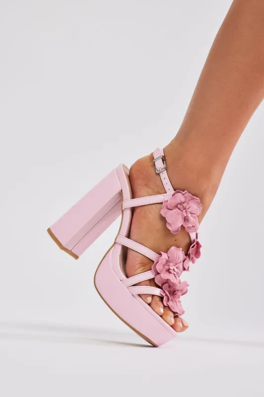 Rooftop Brunch Heeled Sandals - Pink sold by Fashion Nova