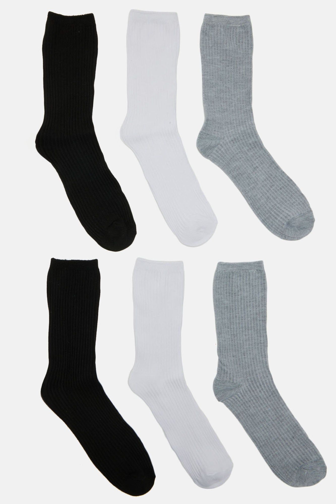 6 Pack Ribbed Socks - Black/combo sold by Fashion Nova