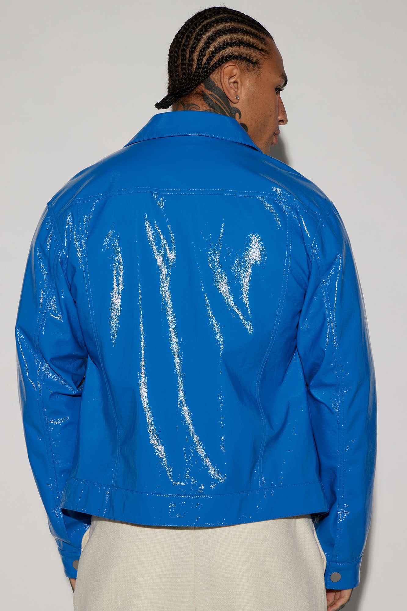 Da Baddie Faux Leather Trucker Jacket - Blue sold by Fashion Nova product image thumbnail 3