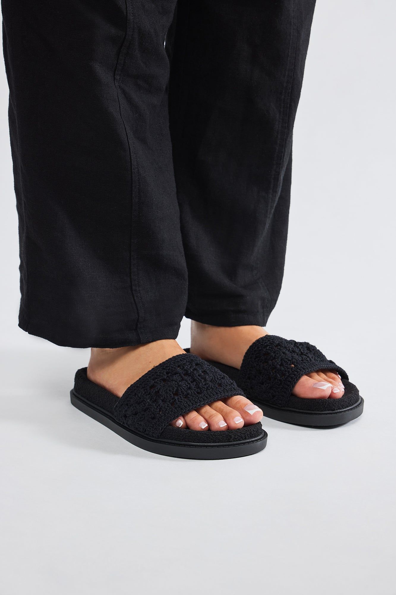 Laid Back Vacay Crochet Slides - Black sold by Fashion Nova product image thumbnail 2