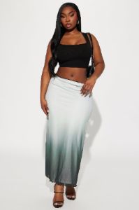 Views Ombre Mesh Maxi Skirt - Sage/combo sold by Fashion Nova