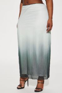 Views Ombre Mesh Maxi Skirt - Sage/combo sold by Fashion Nova